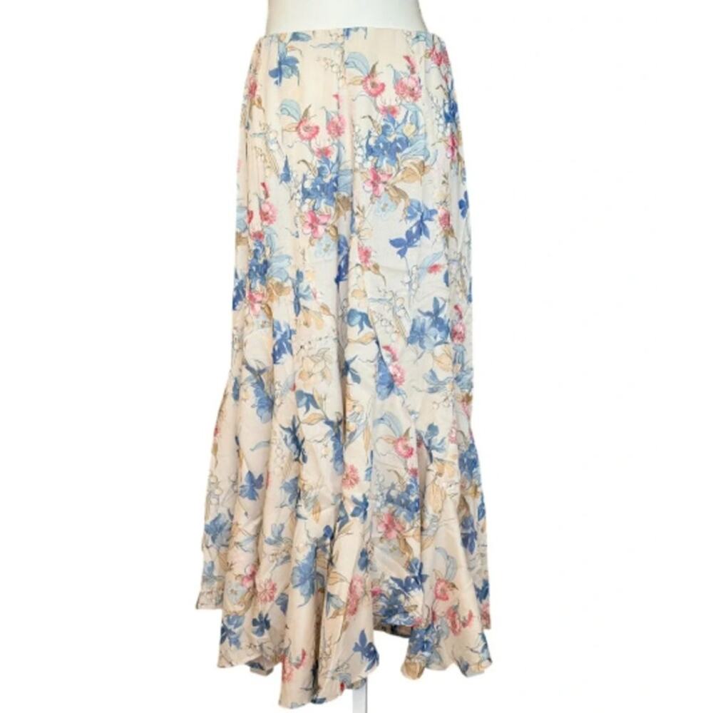 Tuckernuck Floral Mallory Maxi Skirt Large Flowy Flared Chiffon Chic Resort Wear - Picture 6 of 12